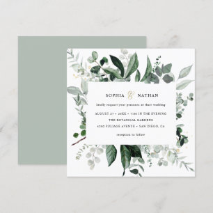 Convite Verde selvagem  Casamento Botânico Moderno Dourad