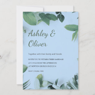 Convite Verde Simples Deixa Casamento Verde Azul