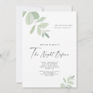 Convite Verde Simples Na Noite Antes Do Janta