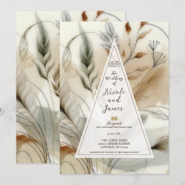 Convite Verde Sutil Botânico Moderno Casamento Boho