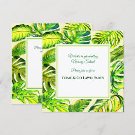 Convite Verde Tropical Aquarela Deixa Graduação