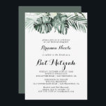 Convite Verde Tropical Branca Bat Mitzvah<br><div class="desc">Este convite de morcego floral branco tropical mitzvah é perfeito para um morcego rústico mitzvah. A design apresenta palmeiras verdes folhas buquês com flores brancas adoráveis.</div>
