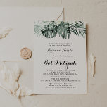 Convite Verde Tropical Branca Bat Mitzvah<br><div class="desc">Este convite de morcego floral branco tropical mitzvah é perfeito para um morcego rústico mitzvah. A design apresenta palmeiras verdes folhas buquês com flores brancas adoráveis.</div>