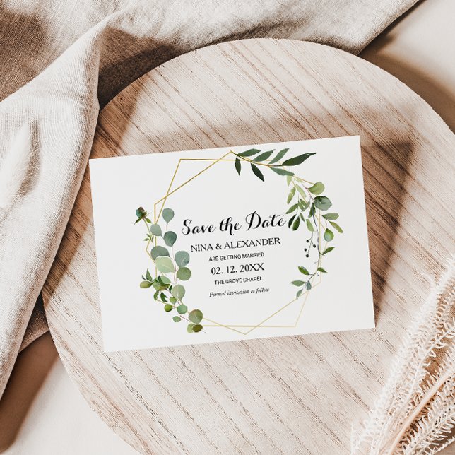 Convite Verde tropical deixa casamento salvar a data (Criador carregado)