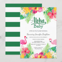 Verde | Tropical Flamingo Luau Chá de fraldas