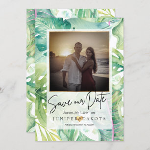 Convite Verde tropical PixDezines Salve nossa Data