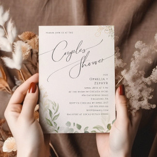 Convite Verde Whimsical e Dourado | CHÁ CASAL