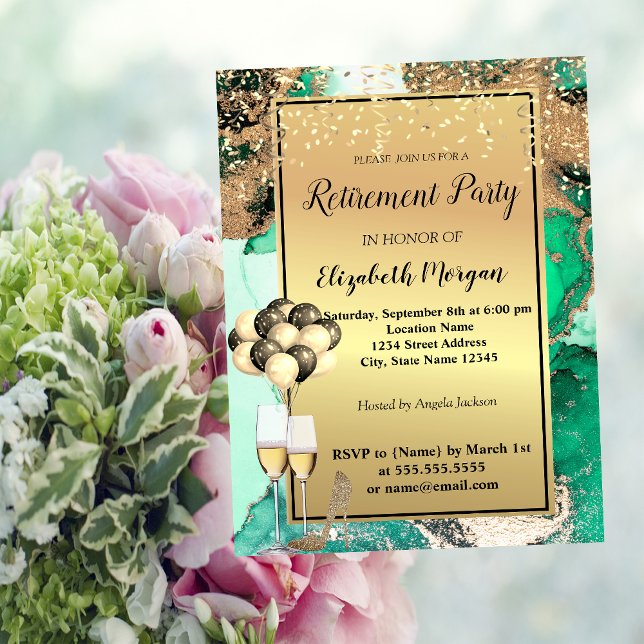 Convite Verdes,Balões,Retimento de Marble Verde (Criador carregado)