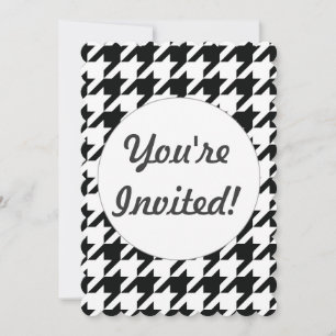 Convite Verificação de houndstooth Clássico Branco Preto