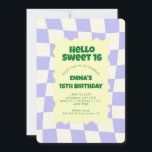 Convite Verificador Roxo de Chuvas Suave 16Festa de aniver<br><div class="desc">Festa de aniversário do Padrão do Verificador de Groovy Roxo</div>