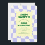 Convite Verificador Roxo de Chuvas Suave 16Festa de aniver<br><div class="desc">Festa de aniversário do Padrão do Verificador de Groovy Roxo</div>