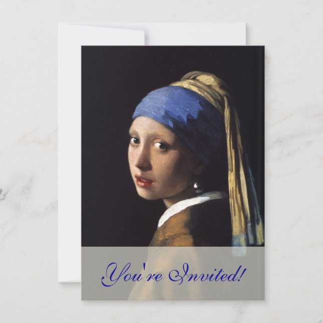 Convite Vermeer Girl Pearl Enarrando pintura de arte (Frente)