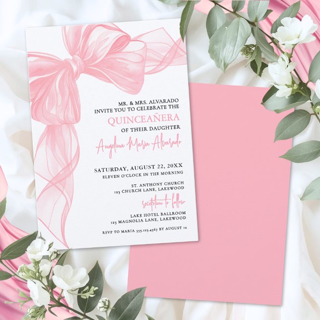Convite Vermelhidão Rosa Quinze Anos (Blush Pink Quinceanera Invitation)