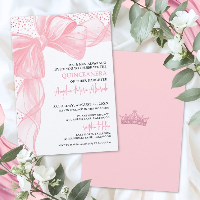 Convite Vermelhidão Rosa Quinze Anos (Blush Pink Quinceanera Invitation)