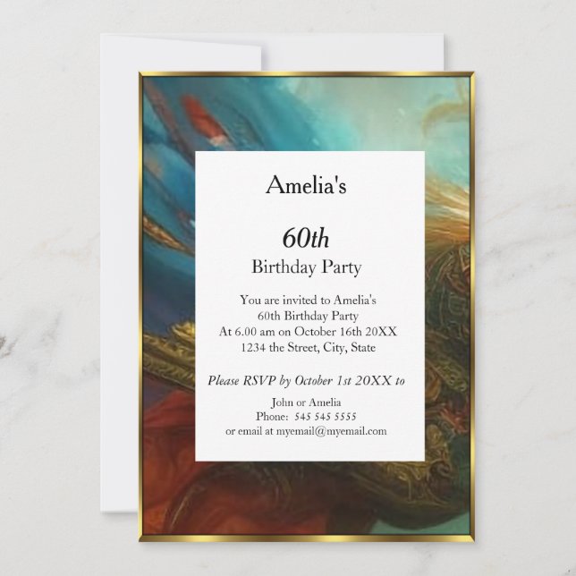 Convite Vermelho Abstrato de Festa de aniversário clássico (Frente)