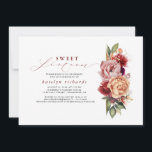 Convite Vermelho Borgonha e Chic Floral Laranja Doce Dezes<br><div class="desc">Convites elegantes de aniversário de outono - Doce 16. Estes convites de festas de aniversários adolescentes festivos,  com vermelho-lenhoso,  rosa empoeirado,  flores laranja queimadas e palavras corajosas de escrita caligráfica de marsala - Doce Dezesseis</div>