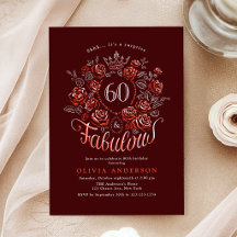 Vermelho Borgonha Floral Elegante 80 & Aniversário