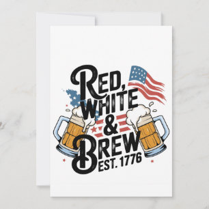 Convite Vermelho Branco & Cerveja Est 1776 4 De Julho 250º