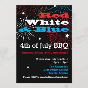 Convite Vermelho Branco e Azul 4 de julho