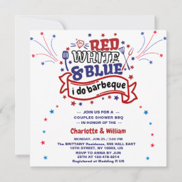 Convite Vermelho Branco e Azul eu faço Churrasco Casal Chu