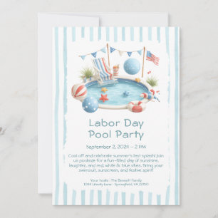 Convite Vermelho Branco e Azul para Festa de Pisci