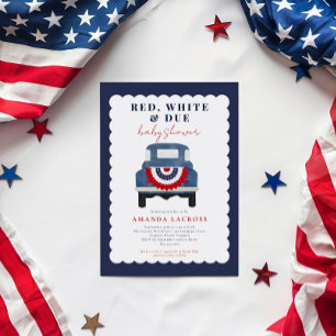 Convite Vermelho Branco e Devido Chá de Bebê Patriótico