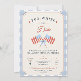 Convite Vermelho Branco e Devido Chuveiro de Bebê Patrióti