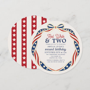 Convite Vermelho Branco e Dois Aniversário de 2 anos no 4