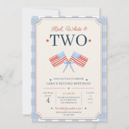 Convite Vermelho Branco e DOIS Aniversário Patriótico 2º A
