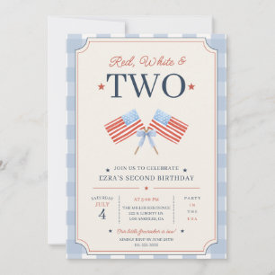 Convite Vermelho Branco e DOIS Aniversário Patriótico 2º A