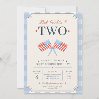 Convite Vermelho Branco e DOIS Aniversário Patriótico 2º A