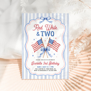 Convite Vermelho Branco e Dois Aniversário Patriótico de 2
