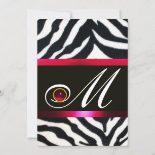 CONVITE VERMELHO BURGUNDY BLACK WHITE ZEBRA FUR MONOGRAMA