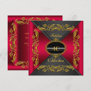 Convite Vermelho Cereja Elegante Dourado Preto Fabuloso An