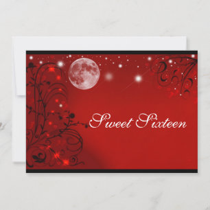 Convite Vermelho-claro-claro-claro-lua, elegante, 16