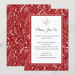 Convite Vermelho com Branca de Berries Floral