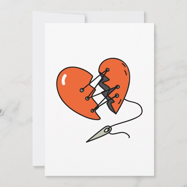 Convite Vermelho Coração Quebrado (Frente)