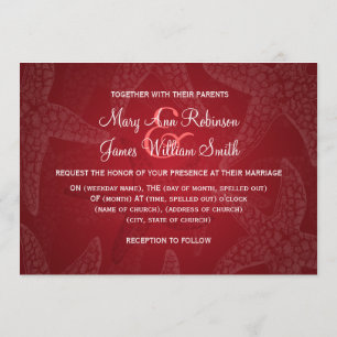 Convite Vermelho da estrela do mar do casamento de praia