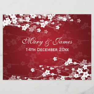 Convite Vermelho de Flor de Cereja de Recepção Elegante