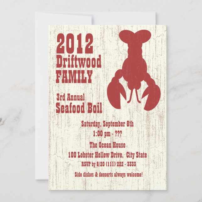 Convite Vermelho de lagosta marisca (Frente)