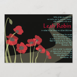 Convite VERMELHO de Mitzvah mágico de Oz do bastão