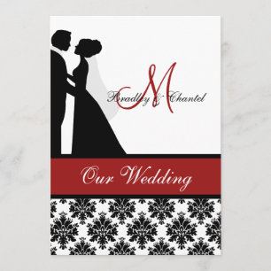 Convite vermelho do casamento do casal do
