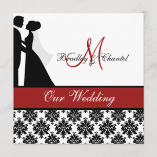 Convite vermelho do casamento do casal do