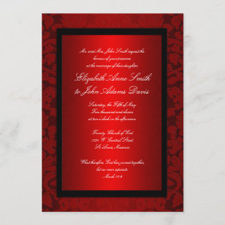 Convite vermelho do casamento tema damasco da