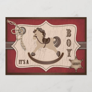 Convite Vermelho do celeiro do chá de fraldas do vaqueiro