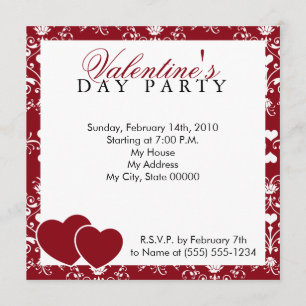 Convite vermelho do dia dos namorados do damasco