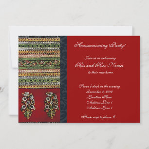 Convite vermelho do Housewarming do bordado do