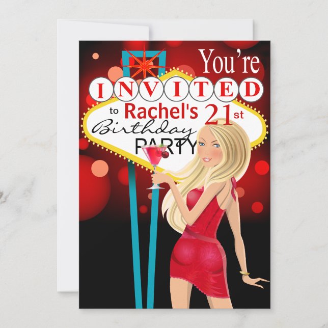 Convite Vermelho do partido de aniversário de 21 anos de (Frente)
