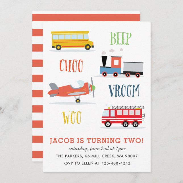 Convite Vermelho do Woo Kid para festa de aniversá (Frente/Verso)