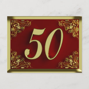 Convite Vermelho Dourado de 50 Anos